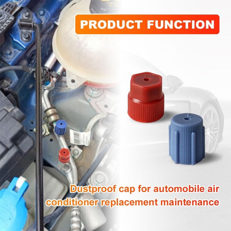 HEVLE 10PCS/Set R134a 13mm & 16mm Air Conditioning Service AC System Charging Port Caps, Automobile Air Conditioning Caps Fit for Most R134A AC System Vehicles, 5 Blue Low Side and 5 Red High Side - Image 3